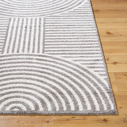 PAULINE Machine Washable Modern Shaggy Charcoal Area Rug Front