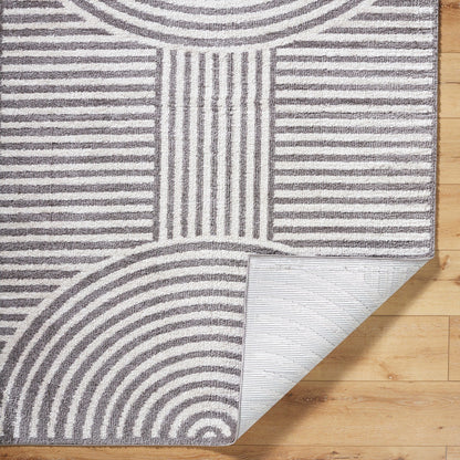 PAULINE Machine Washable Modern Shaggy Charcoal Area Rug Fold