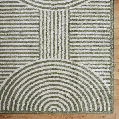 PAULINE Machine Washable Modern Shaggy Grass Green Area Rug Overhead