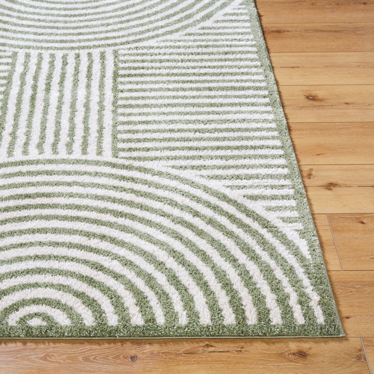PAULINE Machine Washable Modern Shaggy Grass Green Area Rug Front