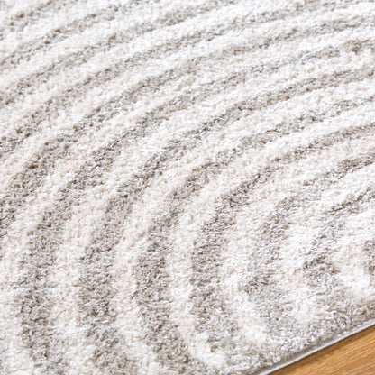 PAULINE Machine Washable Modern Shaggy Medium Grey Area Rug Texture