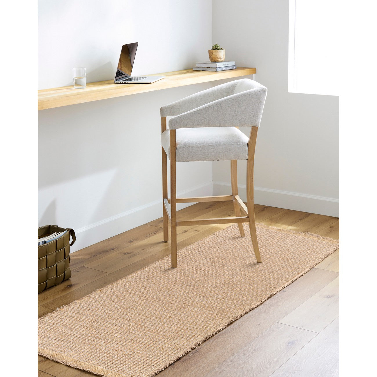 PAVI Becki Owens x Livabliss Solid and Border Brown Jute Area Rug Roomscene