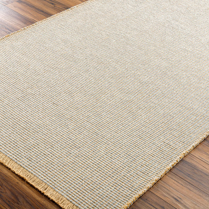 PAVI Becki Owens x Livabliss Solid and Border Grey Jute Area Rug Corner