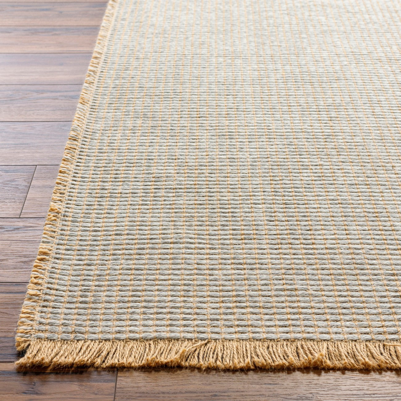 PAVI Becki Owens x Livabliss Solid and Border Grey Jute Area Rug Front