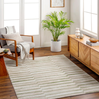 PERLA Scandi Modern Moss/Beige Area Rug Roomscene