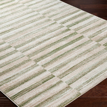 PERLA Scandi Modern Moss/Beige Area Rug Corner
