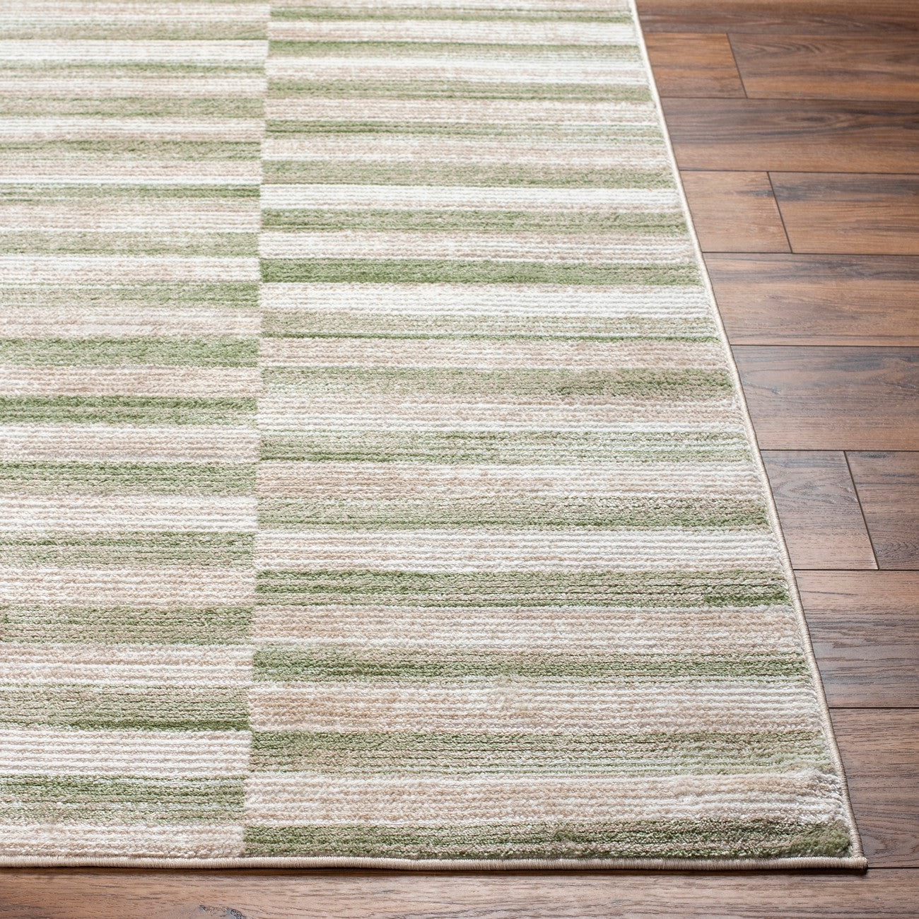 PERLA Scandi Modern Moss/Beige Area Rug Front
