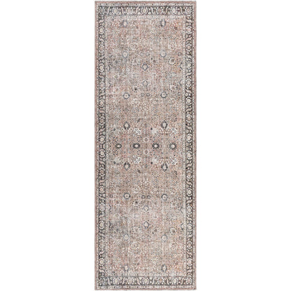 PEYTON Machine Washable Traditional Boho Brown Area Rug Flat