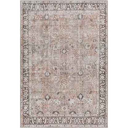 PEYTON Machine Washable Traditional Boho Brown Area Rug Flat