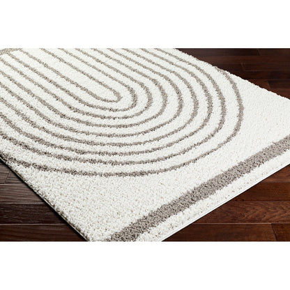 PIHU Shaggy Global Plush Pile Light Grey Area Rug Corner