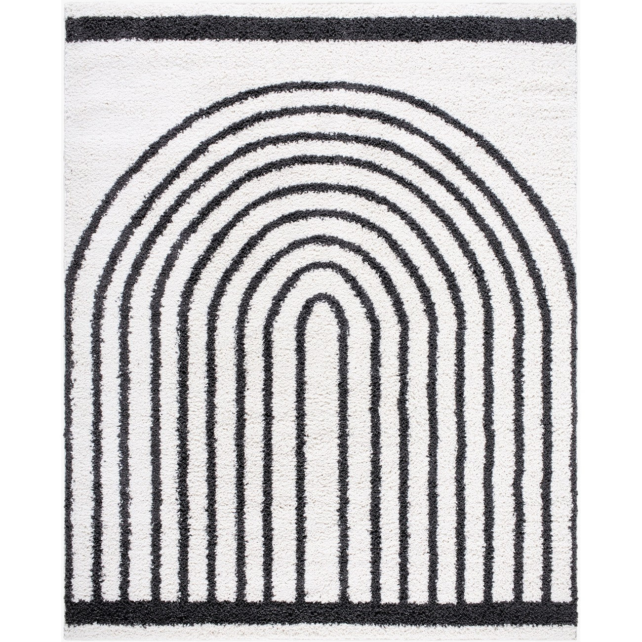 PIHU Shaggy Global Plush Pile Medium Grey Area Rug Flat