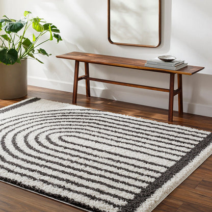 PIHU Shaggy Global Plush Pile Medium Grey Area Rug Roomscene