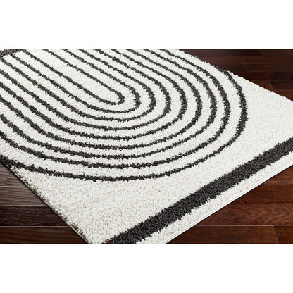 PIHU Shaggy Global Plush Pile Medium Grey Area Rug Corner