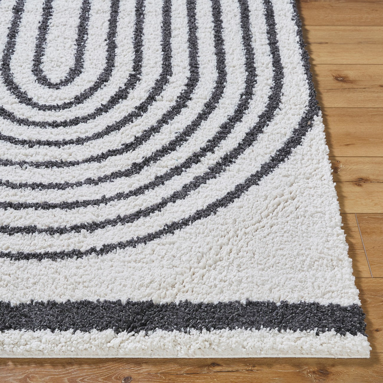 PIHU Shaggy Global Plush Pile Medium Grey Area Rug Front