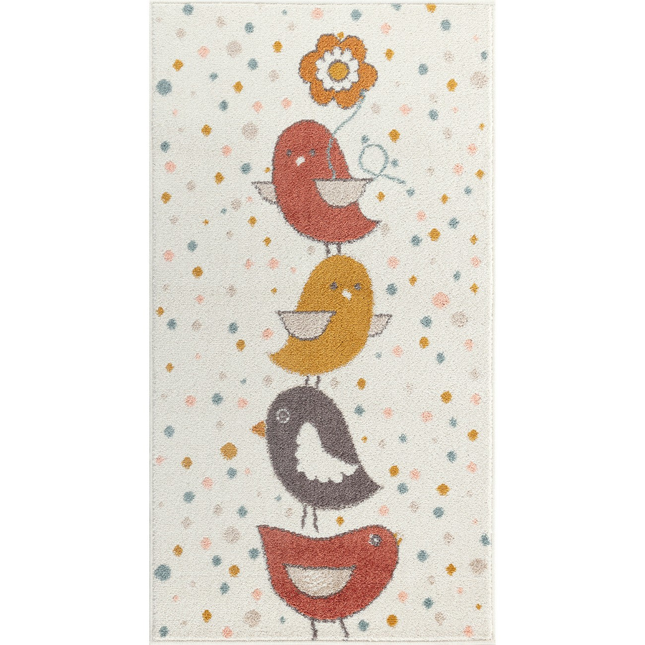 PIOUPIOU Modern Yellow/Blue/Brown Kids Room Rug Flat