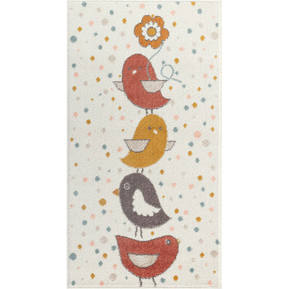 PIOUPIOU Modern Yellow/Blue/Brown Kids Room Rug Flat
