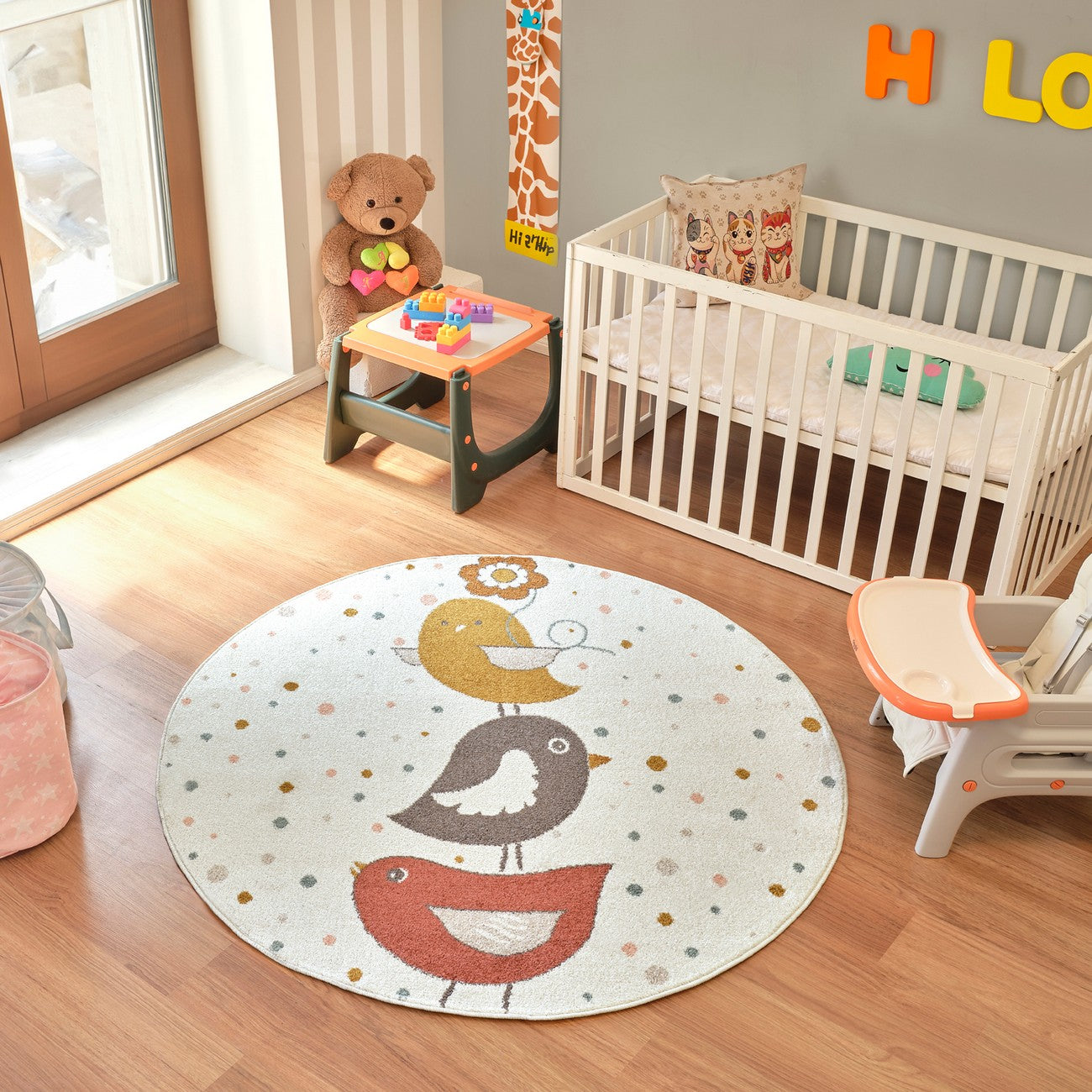 PIOUPIOU Modern Yellow/Blue/Brown Kids Room Rug Roomscene