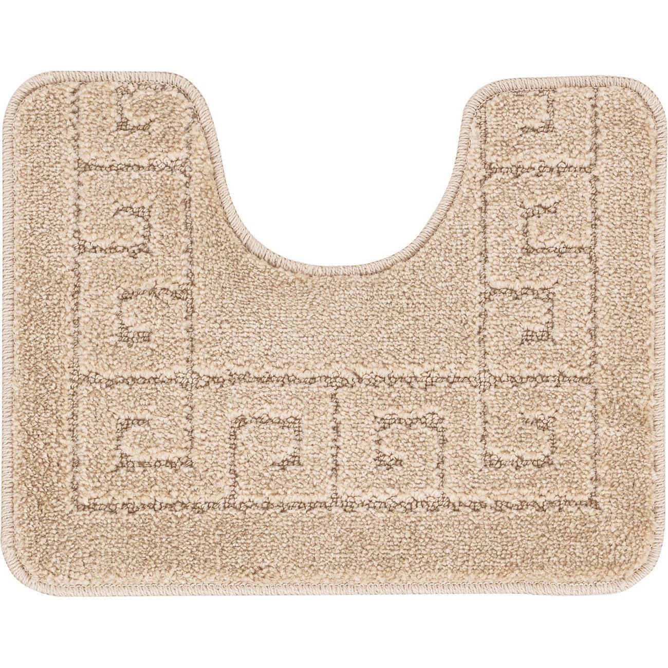 POPPY 2 Piece Machine Washable Non-Slip Beige Bathroom Rug Set Pedestal