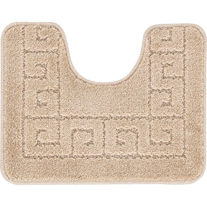 POPPY 2 Piece Machine Washable Non-Slip Beige Bathroom Rug Set Pedestal