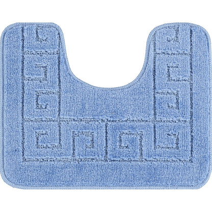 POPPY 2 Piece Machine Washable Non-Slip Blue Bathroom Rug Set Pedestal