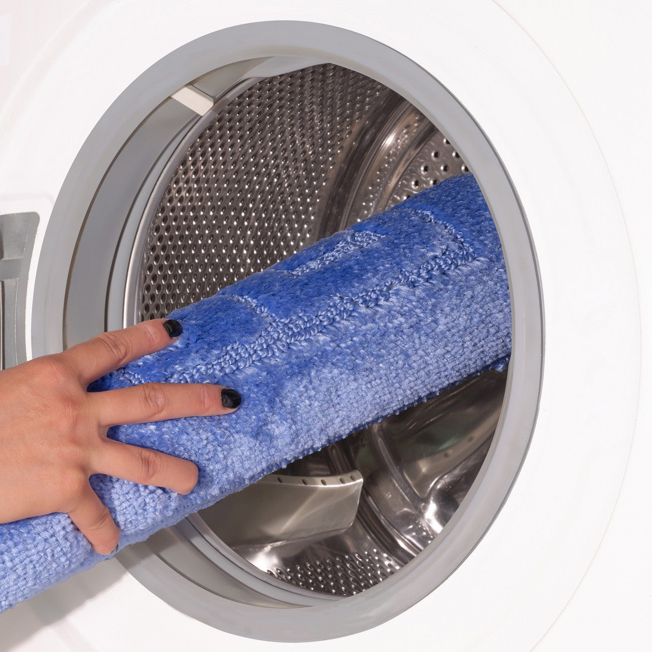 POPPY 2 Piece Machine Washable Non-Slip Blue Bathroom Rug Set Washable