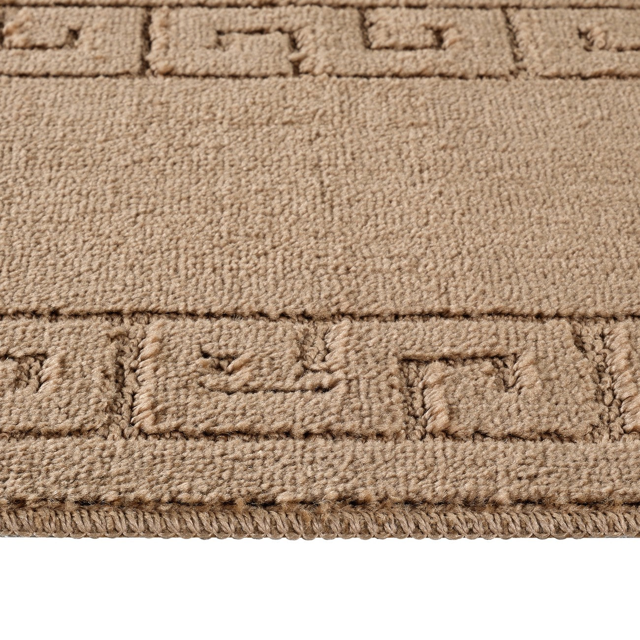 POPPY 2 Piece Machine Washable Non-Slip Brown Bathroom Rug Set Texture