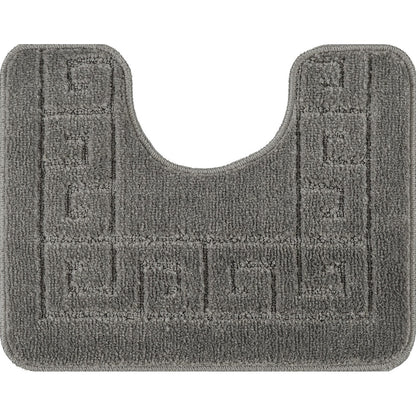 POPPY 2 Piece Machine Washable Non-Slip Dark Grey Bathroom Rug Set Pedestal