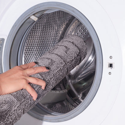 POPPY 2 Piece Machine Washable Non-Slip Dark Grey Bathroom Rug Set Washable