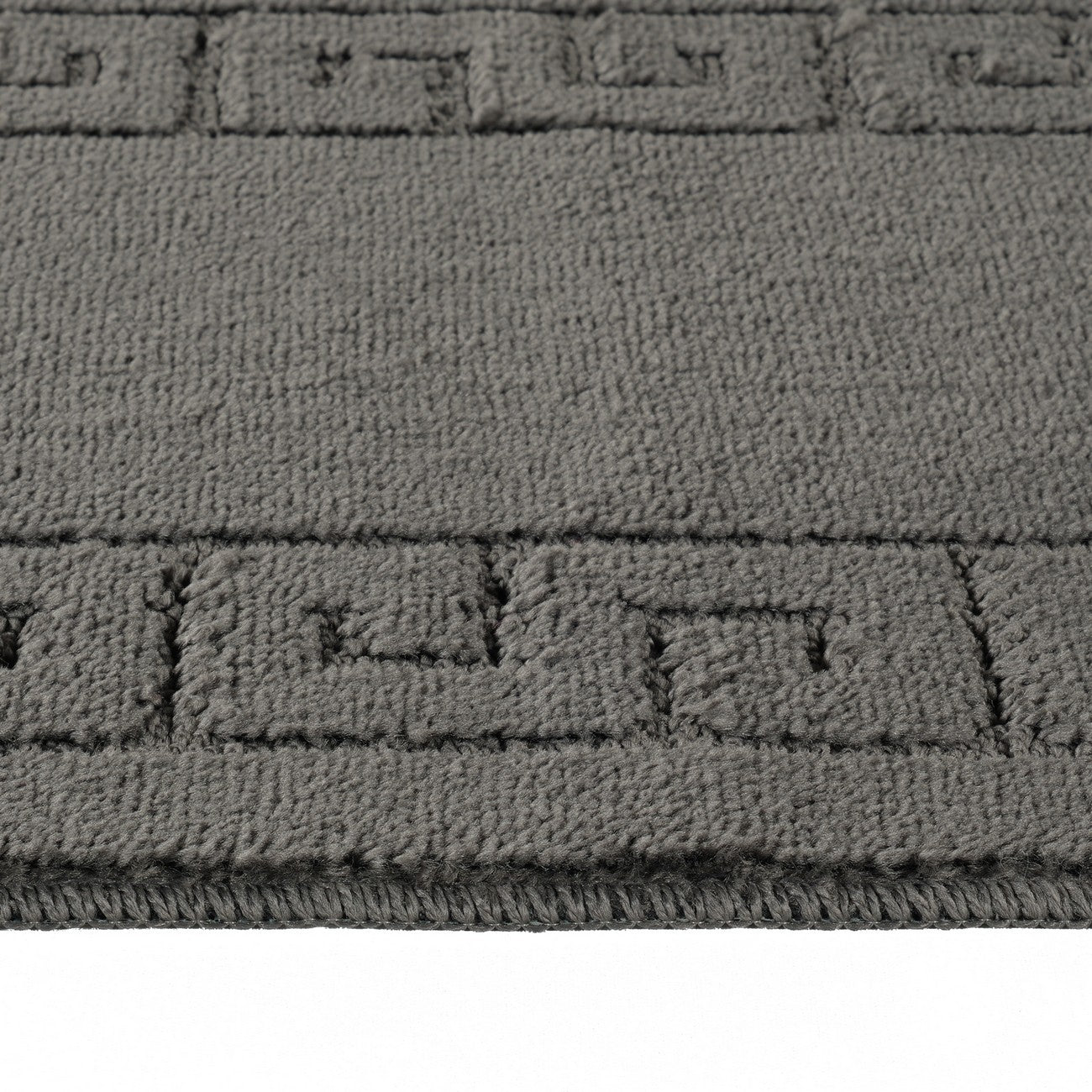 POPPY 2 Piece Machine Washable Non-Slip Dark Grey Bathroom Rug Set Texture