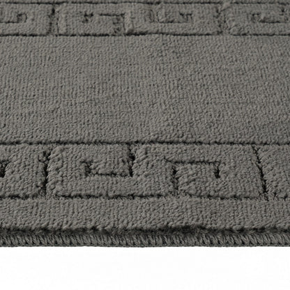 POPPY 2 Piece Machine Washable Non-Slip Dark Grey Bathroom Rug Set Texture