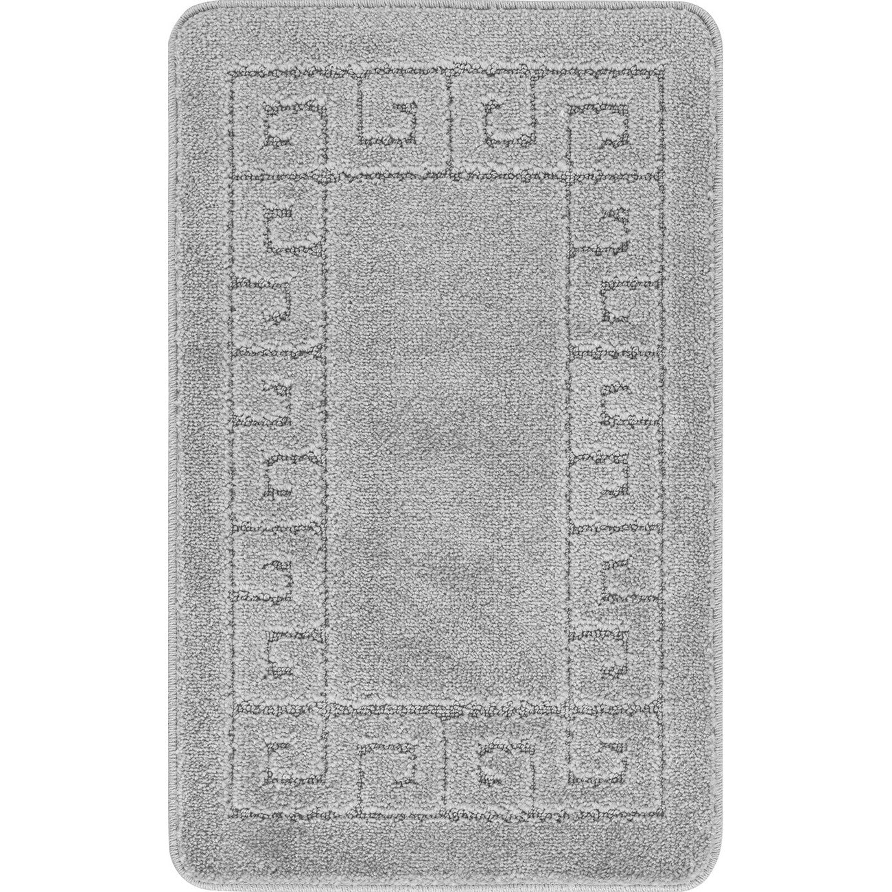 POPPY 2 Piece Machine Washable Non-Slip Grey Bathroom Rug Set Flat