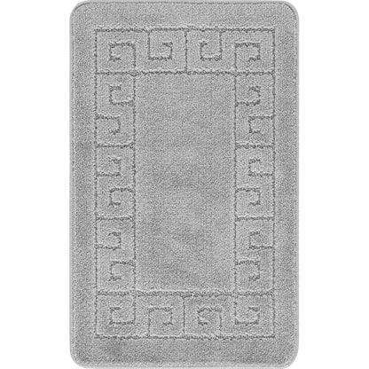 POPPY 2 Piece Machine Washable Non-Slip Grey Bathroom Rug Set Flat