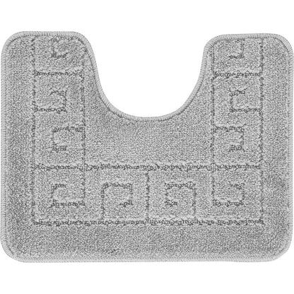 POPPY 2 Piece Machine Washable Non-Slip Grey Bathroom Rug Set Pedestal