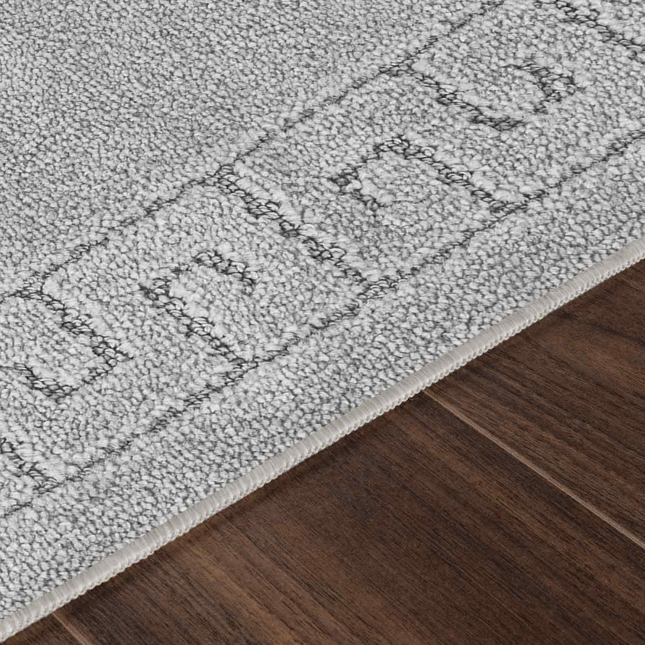 POPPY 2 Piece Machine Washable Non-Slip Grey Bathroom Rug Set Texture