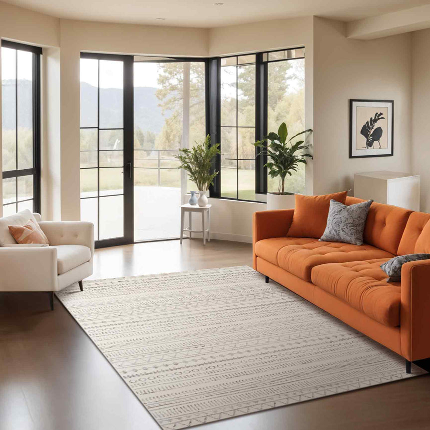 Marwa Scandi Geometric Light Grey Rug