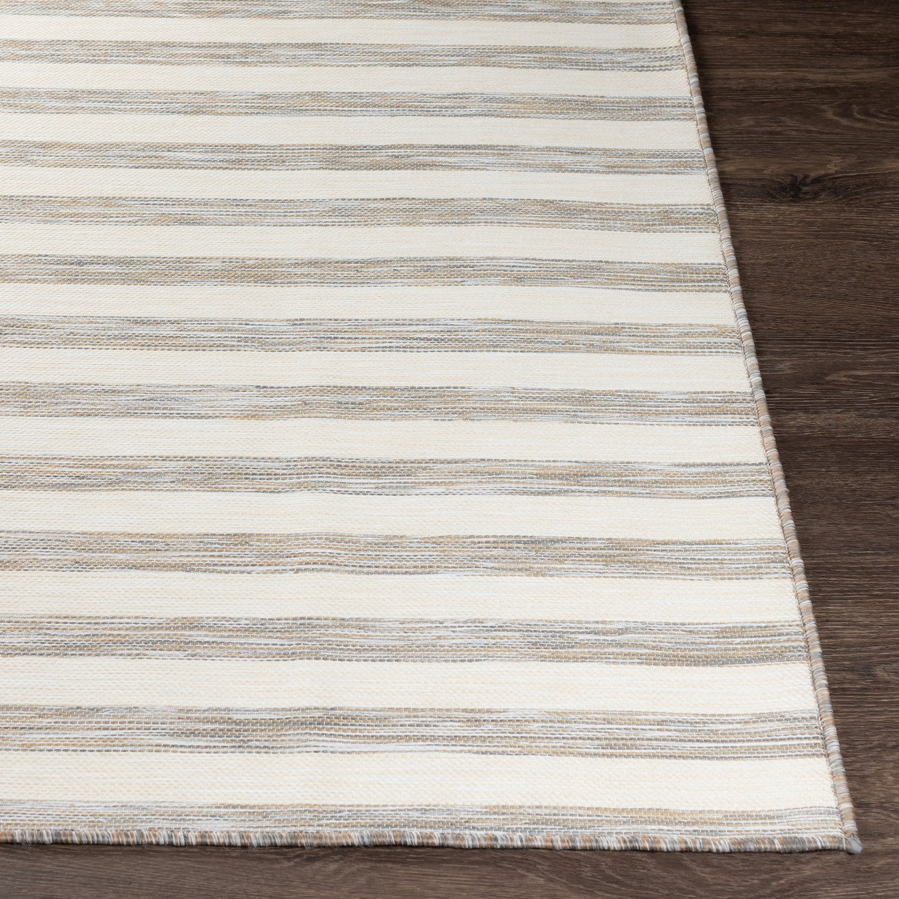 ZAKI Indoor & Outdoor Cottage Beige Striped Area Rug Front