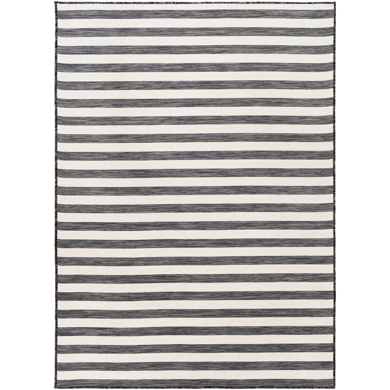 ZAKI Indoor & Outdoor Cottage Black Striped Area Rug Flat