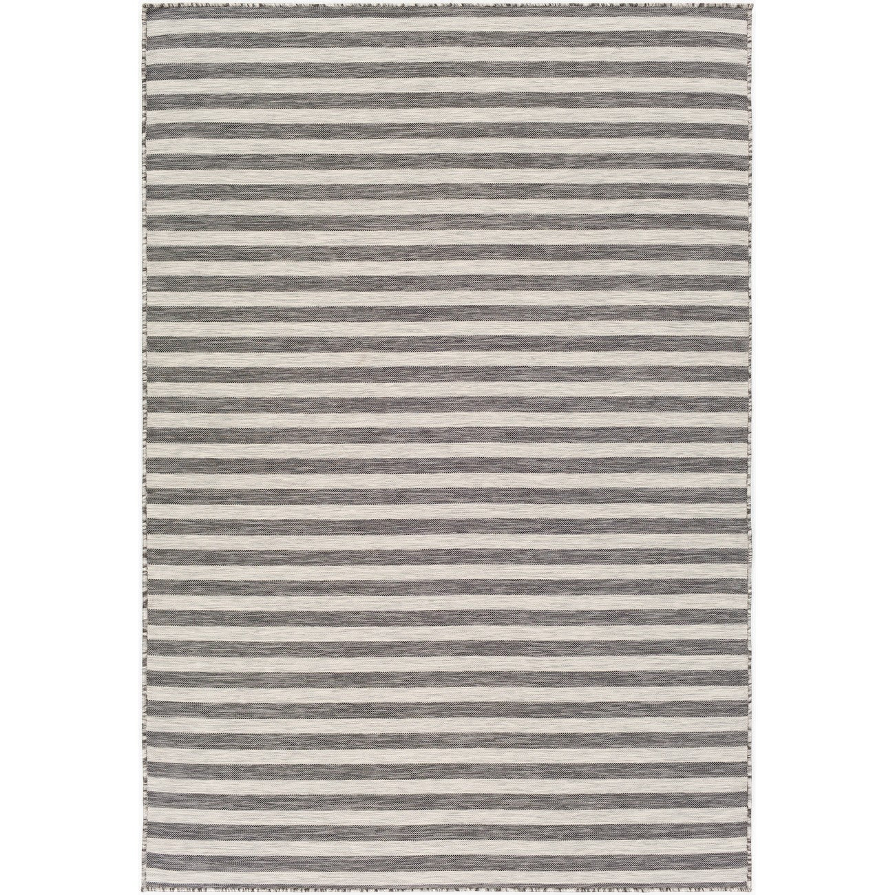 ZAKI Indoor & Outdoor Cottage Charcoal/Ivory Striped Area Rug Flat