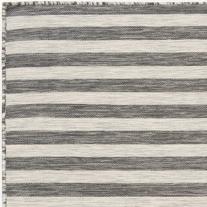 ZAKI Indoor & Outdoor Cottage Charcoal/Ivory Striped Area Rug Zoom