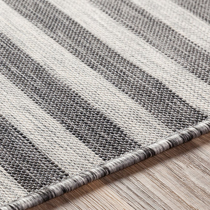 ZAKI Indoor & Outdoor Cottage Charcoal/Ivory Striped Area Rug Texture