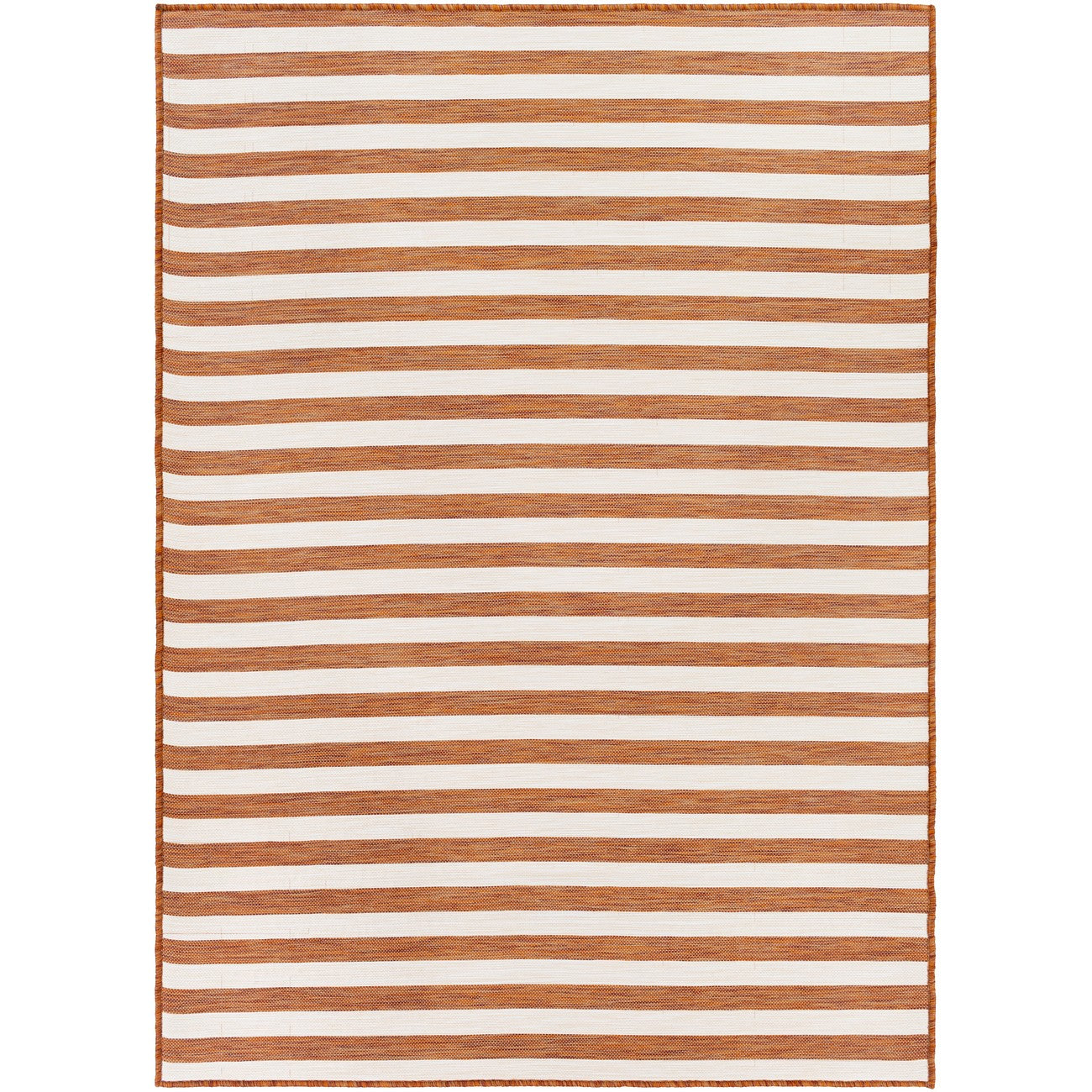 ZAKI Indoor & Outdoor Cottage Orange Striped Area Rug Flat