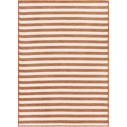 ZAKI Indoor & Outdoor Cottage Orange Striped Area Rug Flat