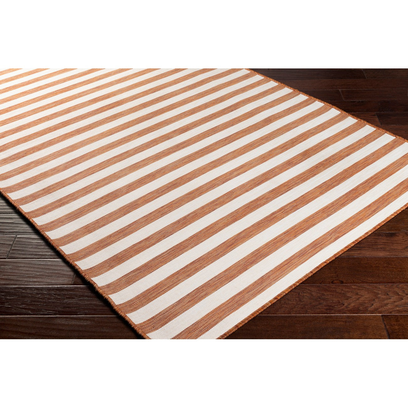 ZAKI Indoor & Outdoor Cottage Orange Striped Area Rug Corner