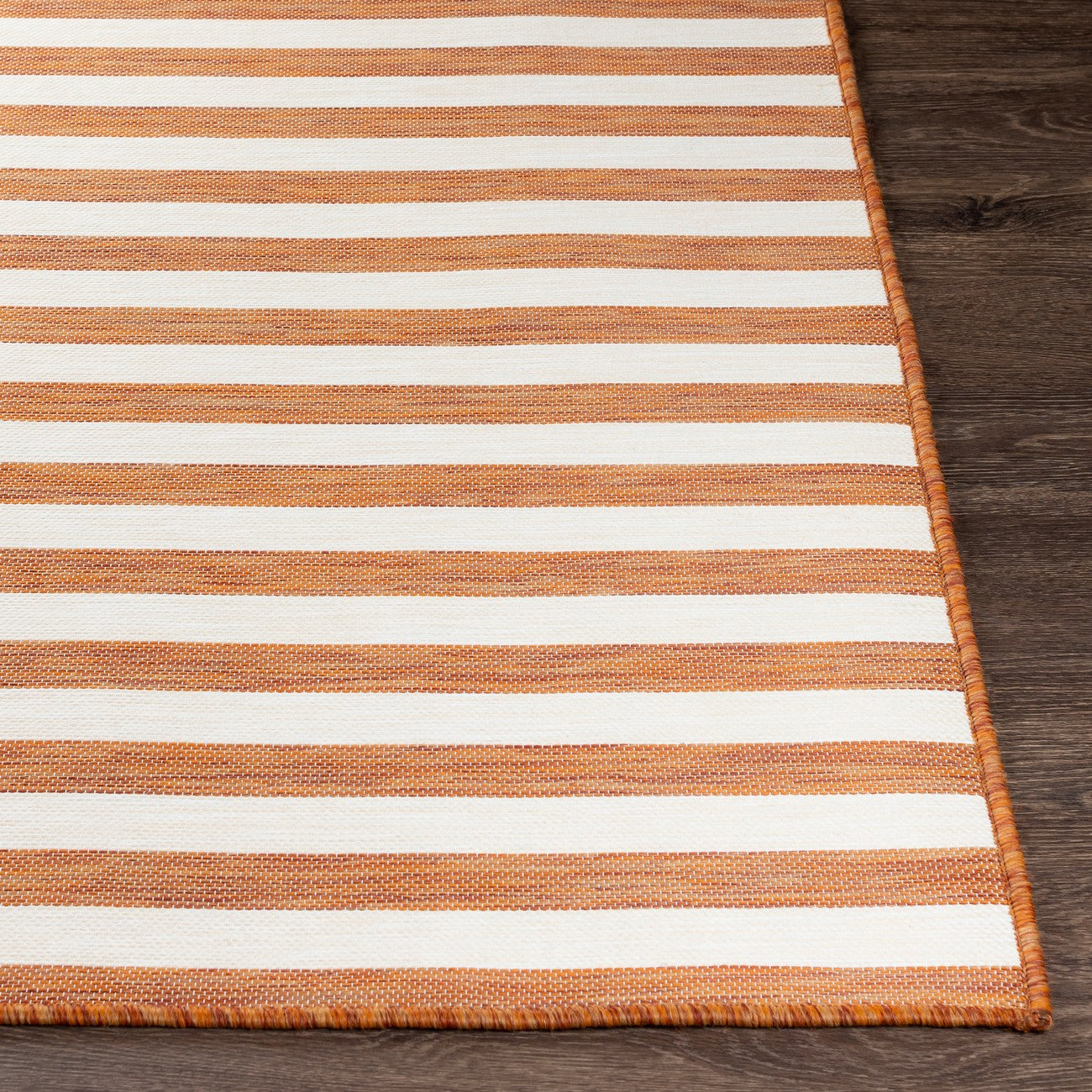 ZAKI Indoor & Outdoor Cottage Orange Striped Area Rug Front