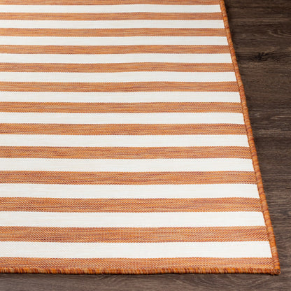 ZAKI Indoor & Outdoor Cottage Orange Striped Area Rug Front