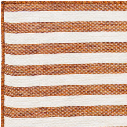 ZAKI Indoor & Outdoor Cottage Orange Striped Area Rug Zoom