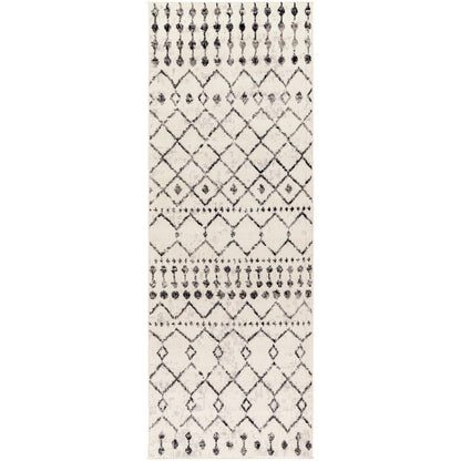 LEONOR Berber Geometric Light Grey Area Rug Flat