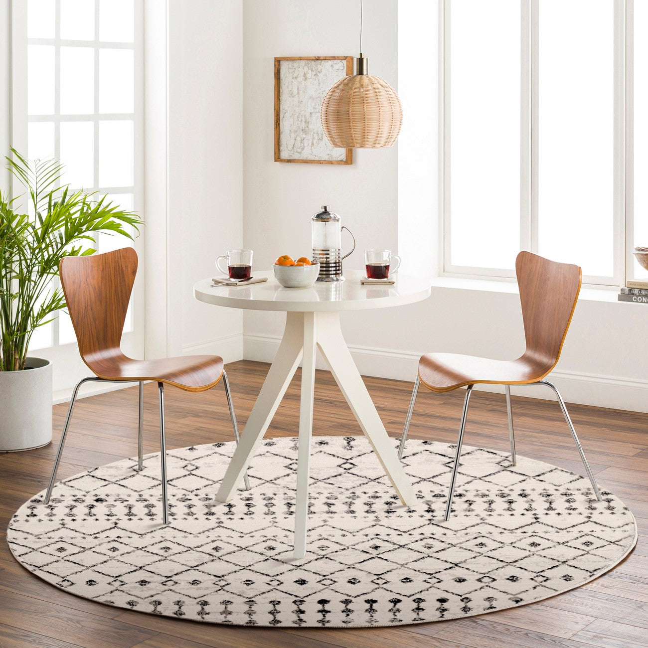 LEONOR Berber Geometric Light Grey Area Rug Roomscene