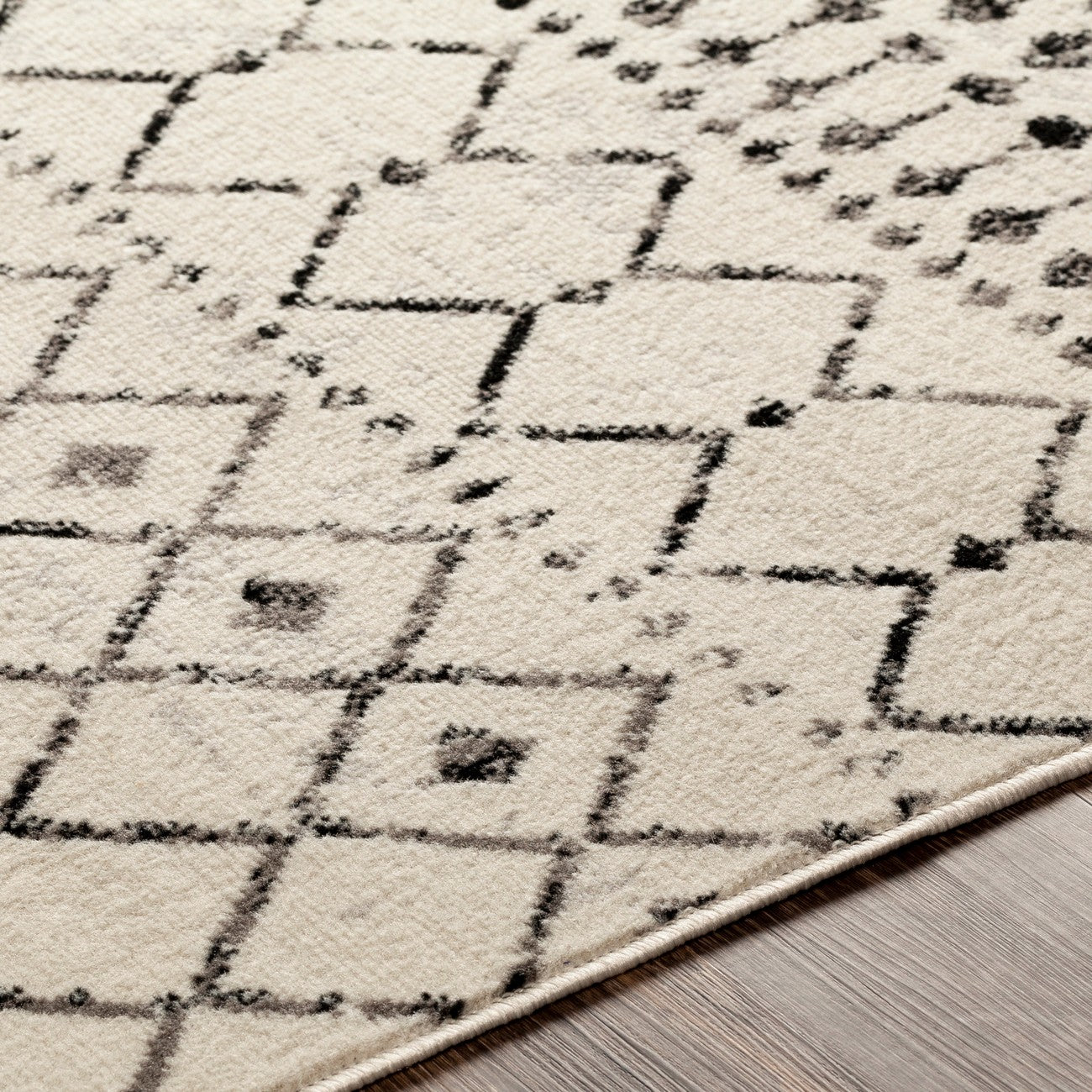 LEONOR Berber Geometric Light Grey Area Rug Texture