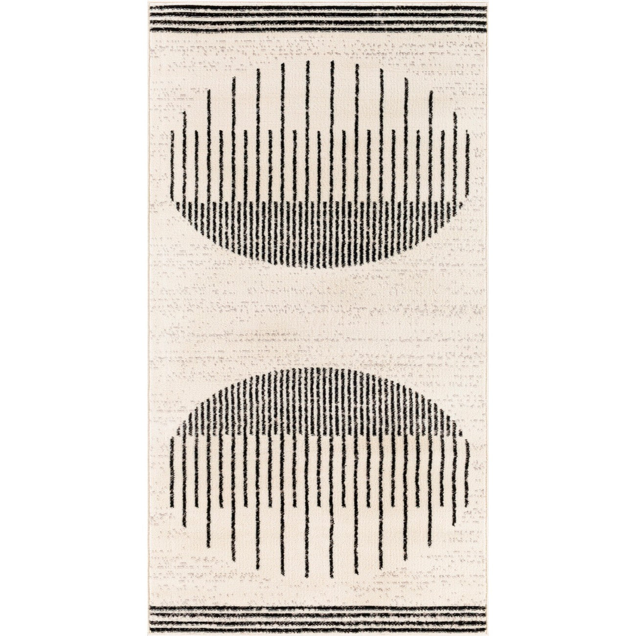 ENSO Scandi Geometric White/Black Area Rug Flat